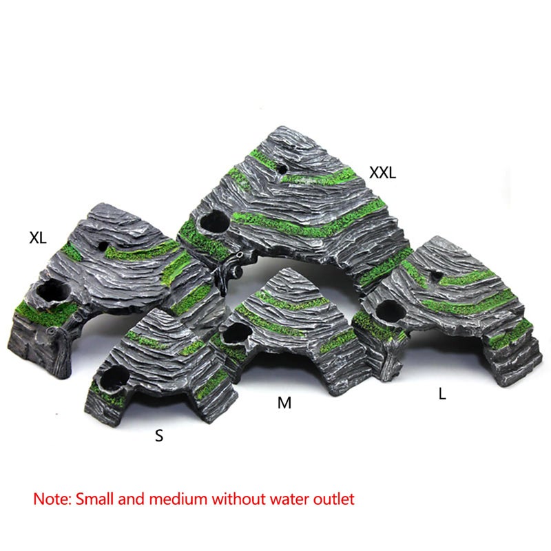 OMEM Reptile Box Shelter Terrarium Hideout Caves Turtle Ramp Basking Platform Habitat Decor Humidify Hide Cave Resin Rock - Image 5